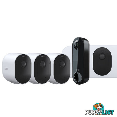 Arlo Mid-to-Large Home Bundle - Arlo Pro 4 + Doorbell + Floodlight camera