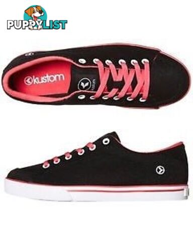 KUSTOM GIRLS BLACK SHIMMER HOT PINK LIMITED EDITION CASUAL SHOES