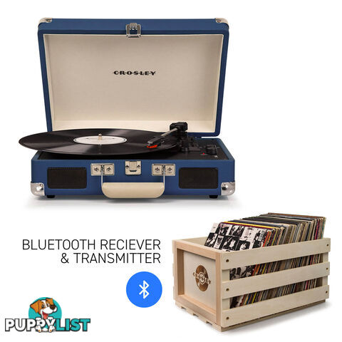 Crosley Cruiser Blue - Bluetooth Turntable & Record Storage Crate - 2080221203488 - Crosley - 2080221203488