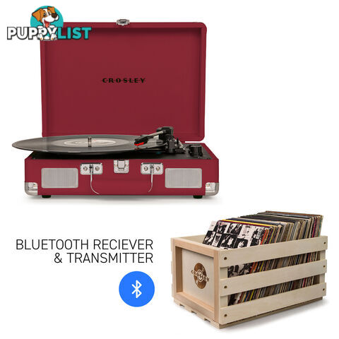 Crosley Cruiser Burgundy - Bluetooth Turntable & Record Storage Crate - 2080221203501 - Crosley - 2080221203501