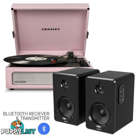 Crosley Voyager Bluetooth Portable Turntable - Amethyst + Bundled Majority D40 Bluetooth Speakers - Black - 782706323026 - Crosley - 782706323026