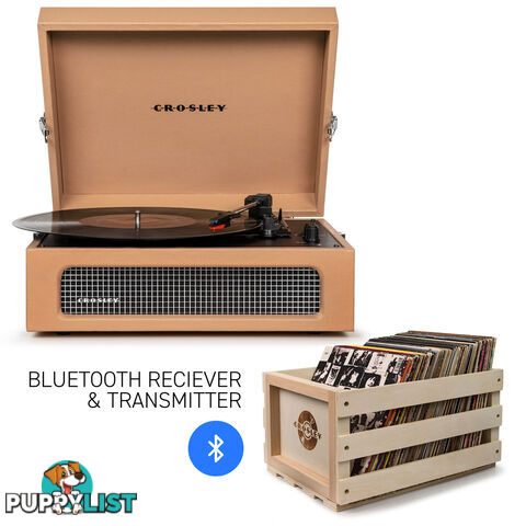 Crosley Voyager Tan - Bluetooth Portable Turntable  & Record Storage Crate - 2080221203778 - Crosley - 2080221203778