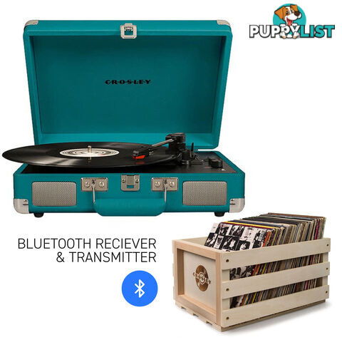 Crosley Cruiser Teal - Bluetooth Turntable & Record Storage Crate - 2080221203563 - Crosley - 2080221203563