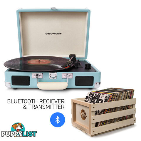 Crosley Cruiser Turquoise - Bluetooth Turntable & Record Storage Crate - 2080221203570 - Crosley - 2080221203570