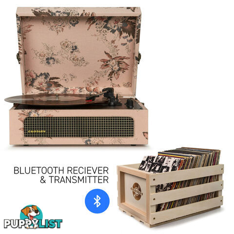 Crosley Voyager Floral - Bluetooth Portable Turntable  & Record Storage Crate - 2080221203747 - Crosley - 2080221203747