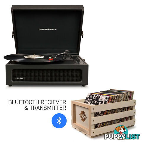 Crosley Voyager Black - Bluetooth Portable Turntable  & Record Storage Crate - 2080221203709 - Crosley - 2080221203709