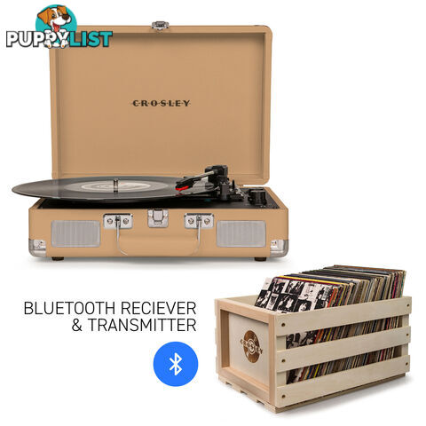 Crosley Cruiser Light Tan - Bluetooth Turntable & Record Storage Crate - 2080221203532 - Crosley - 2080221203532