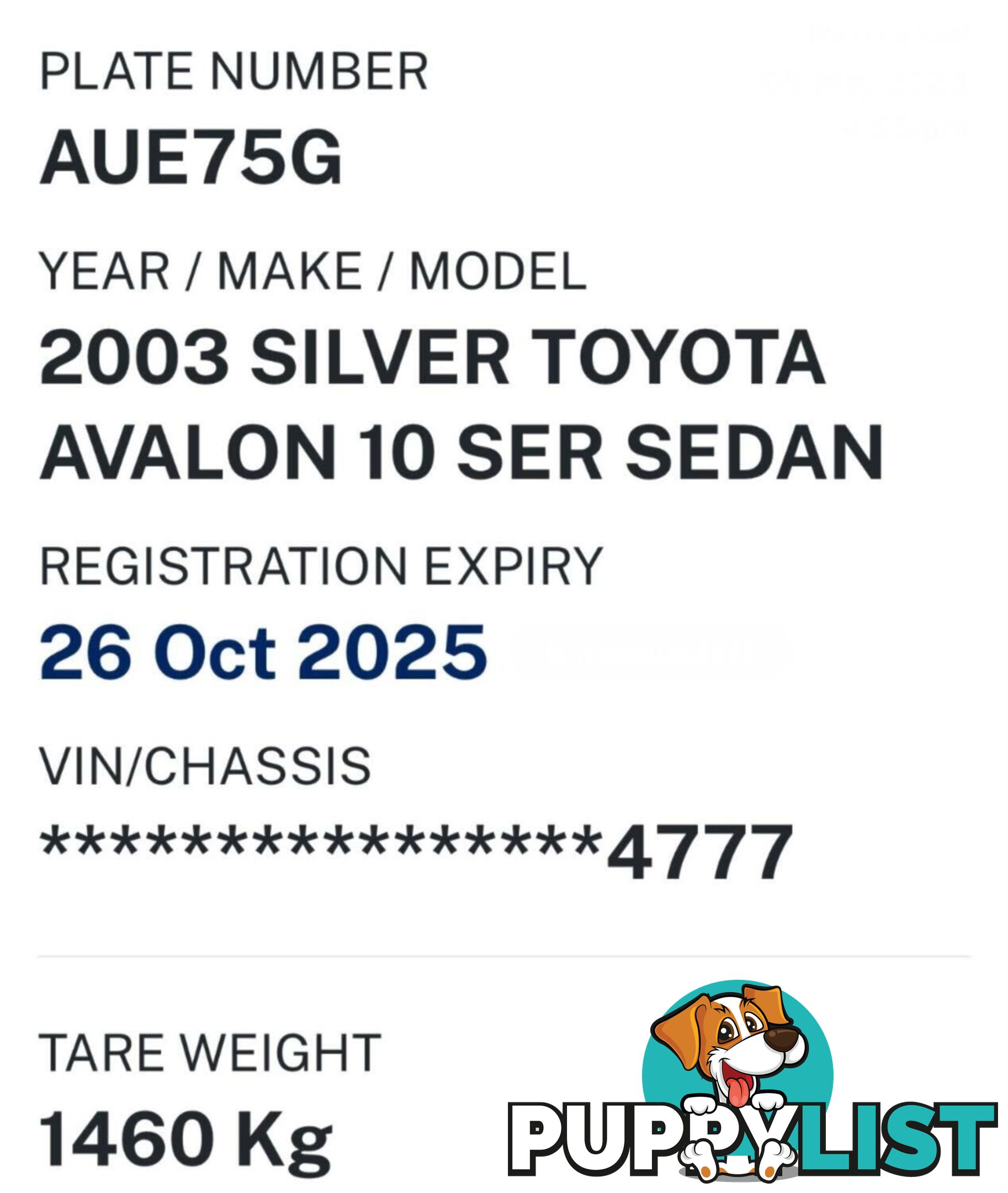 2003 TOYOTA AVALON CONQUEST MCX10R SEDAN