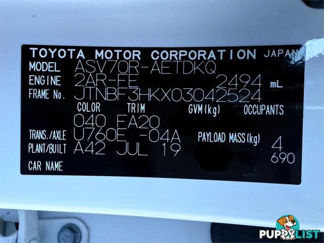 2019 TOYOTA CAMRY ASCENT ASV70R MY19 SEDAN