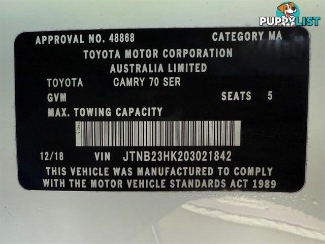 2018 TOYOTA CAMRY ASCENT (HYBRID) AXVH71R MY19 SEDAN