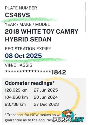 2018 TOYOTA CAMRY ASCENT (HYBRID) AXVH71R MY19 SEDAN