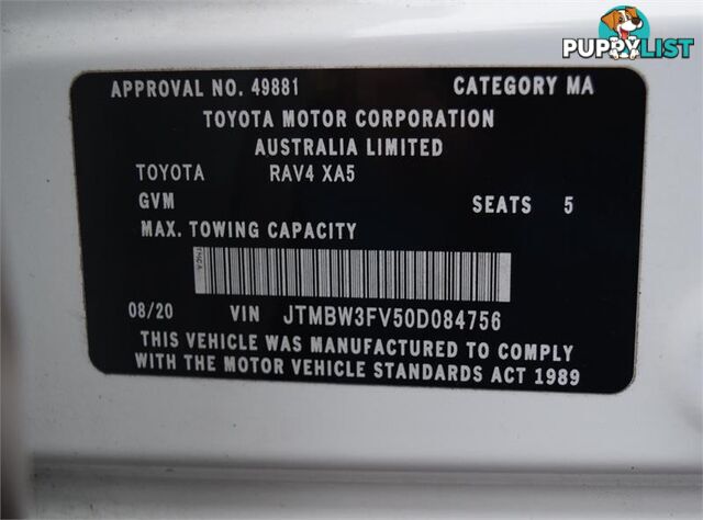 2020 TOYOTA RAV4 GX AWD HYBRID AXAH54R SUV, 5 DOORS, 5 SEATS