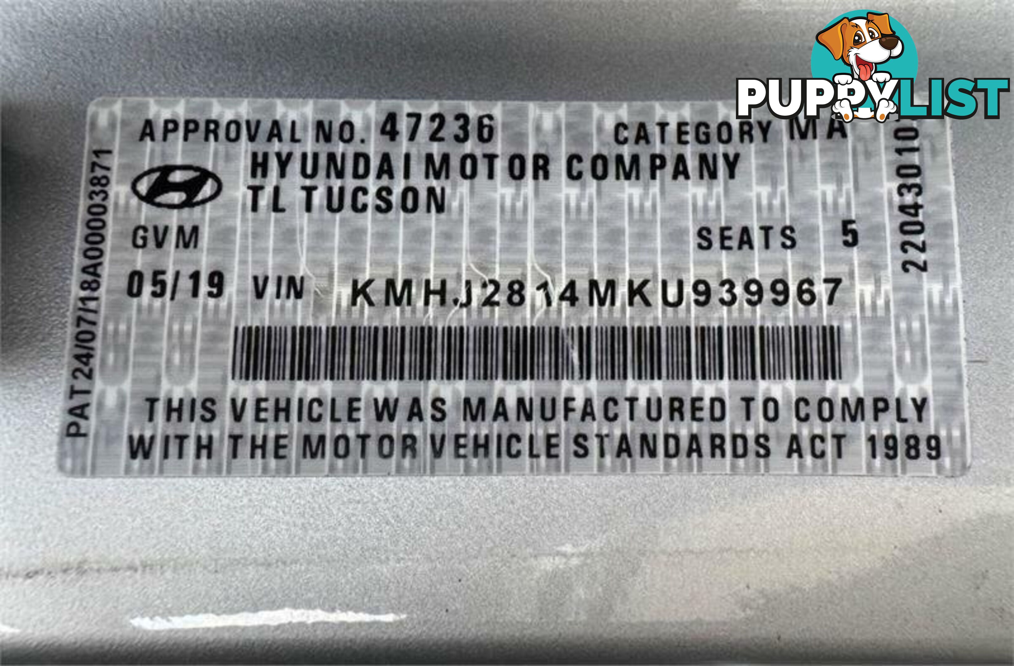 2019 HYUNDAI TUCSON GO (FWD) TL3 MY19 SUV