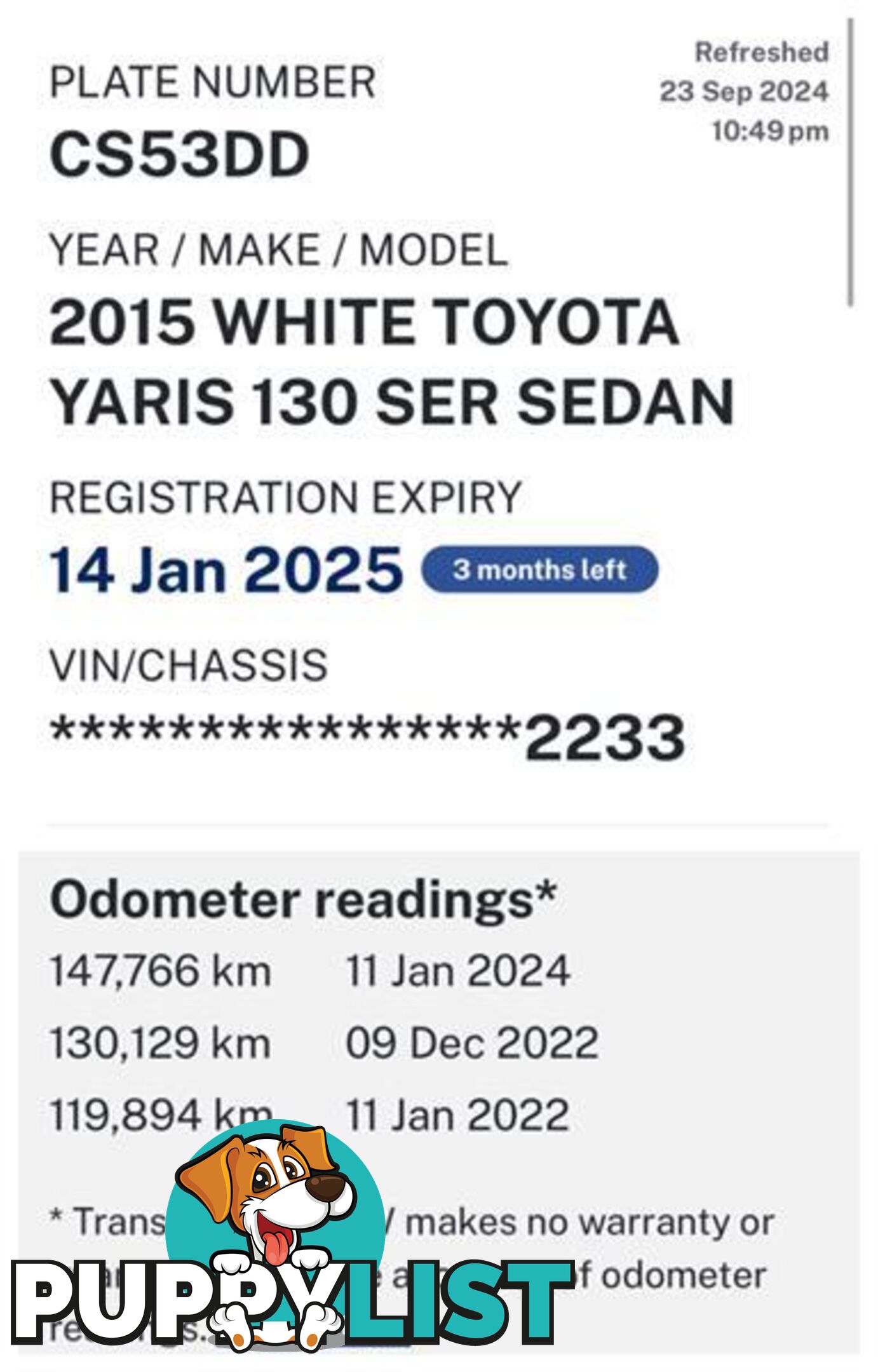 2015 TOYOTA YARIS ASCENT NCP130R MY15 HATCH, 5 DOORS, 5 SEATS