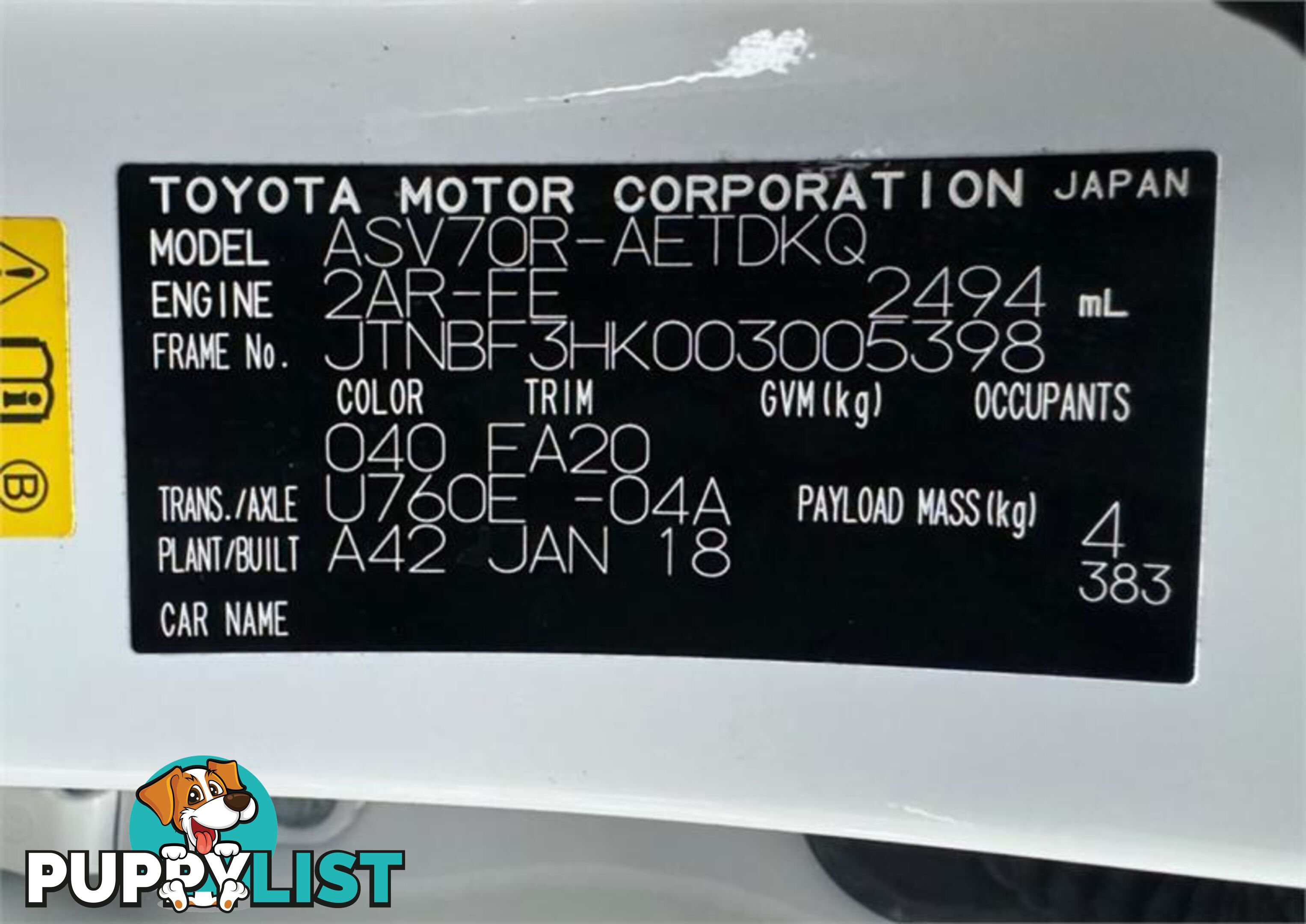 2018 TOYOTA CAMRY ASCENT ASV70R SEDAN, 4 DOORS, 5 SEATS