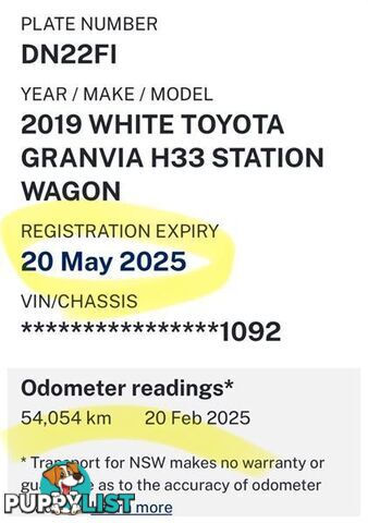 2019 TOYOTA GRANVIA STANDARD (8 SEATS) GDH303R WAGON