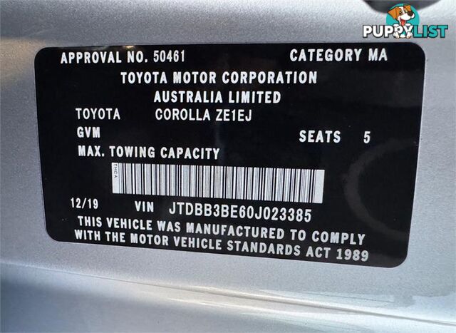 2019 TOYOTA COROLLA ASCENT SPORT (HYBRID) ZWE211R SEDAN