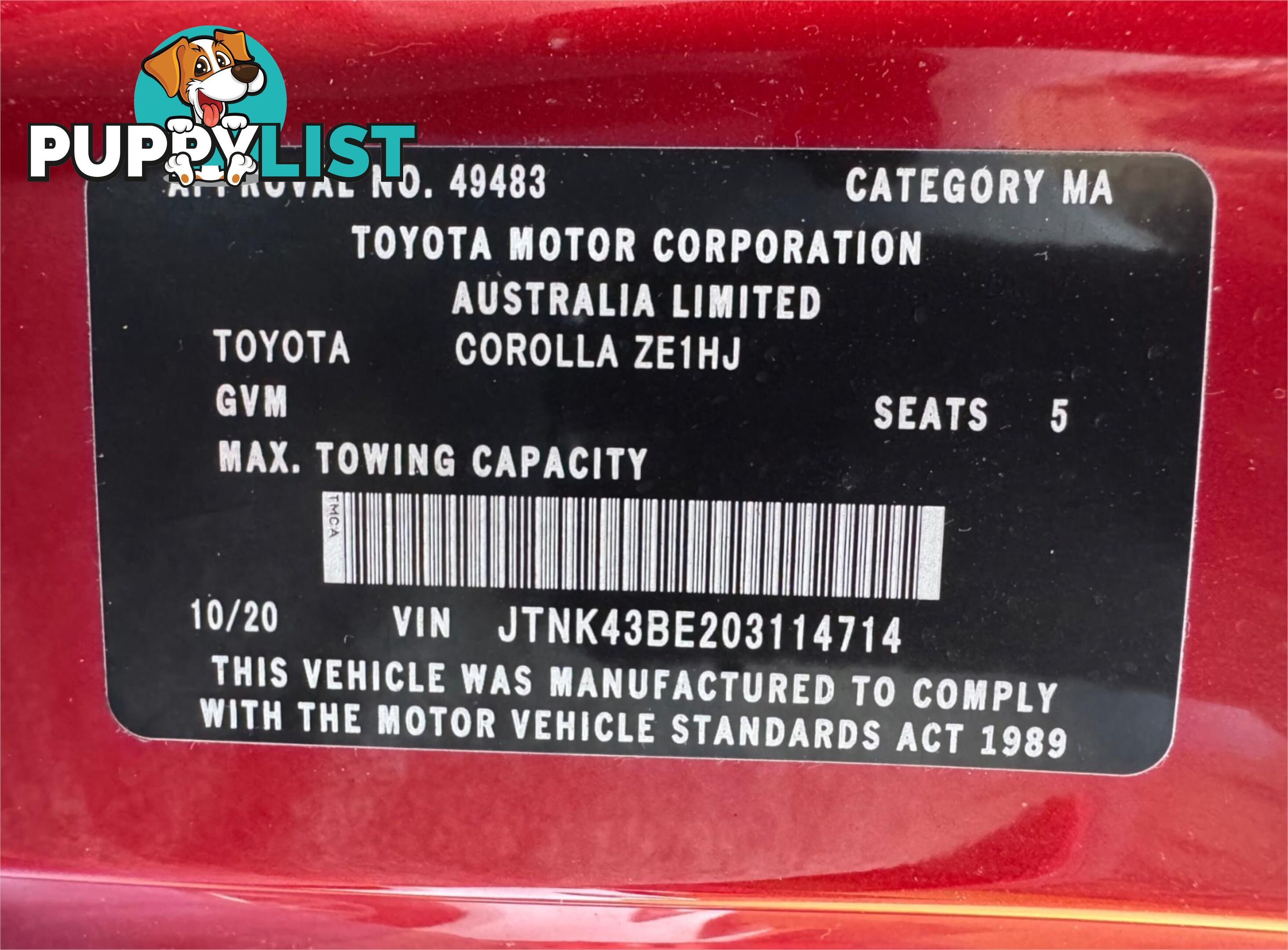 2020 TOYOTA COROLLA SX MZEA12R HATCHBACK
