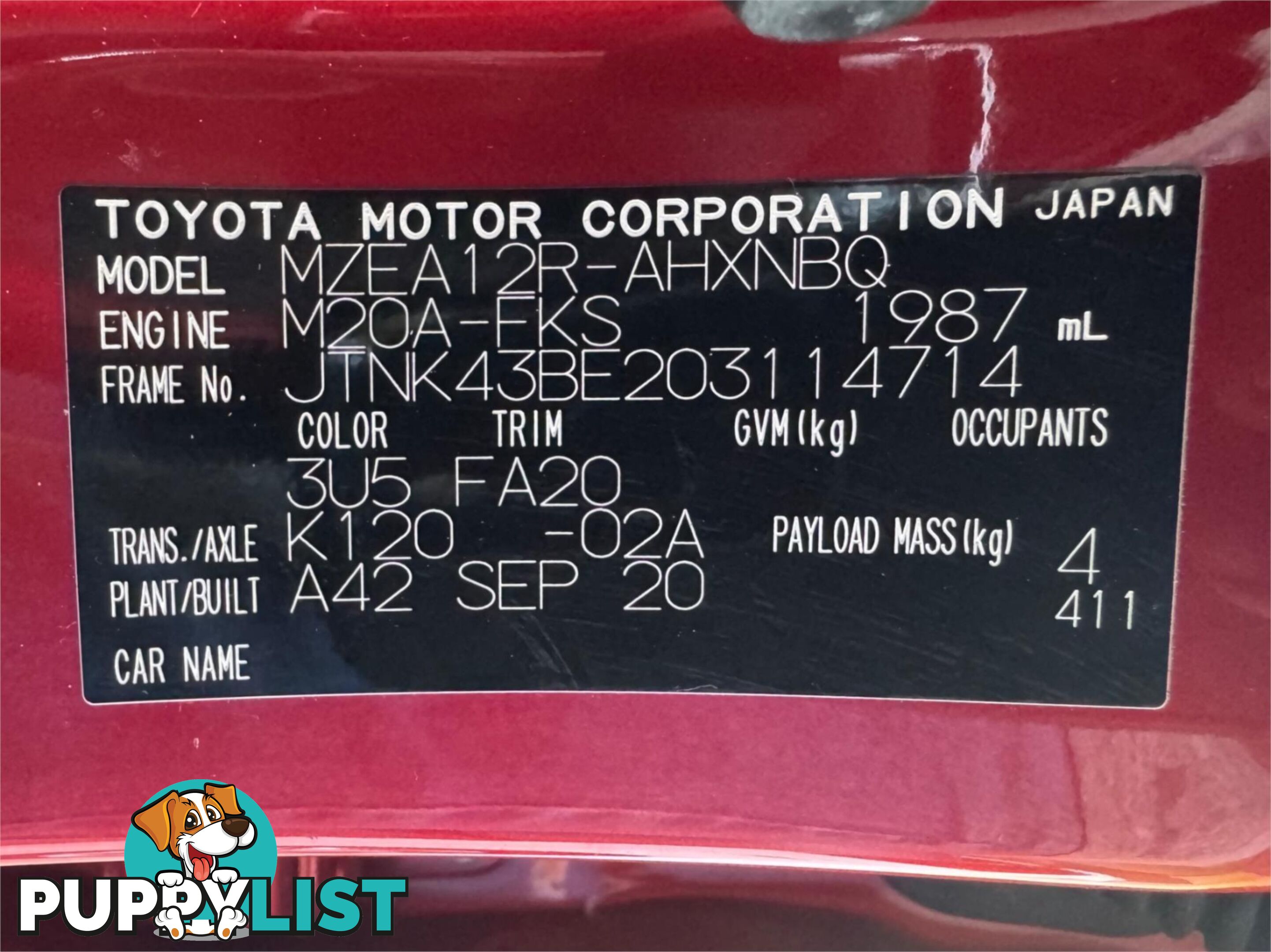2020 TOYOTA COROLLA SX MZEA12R HATCHBACK