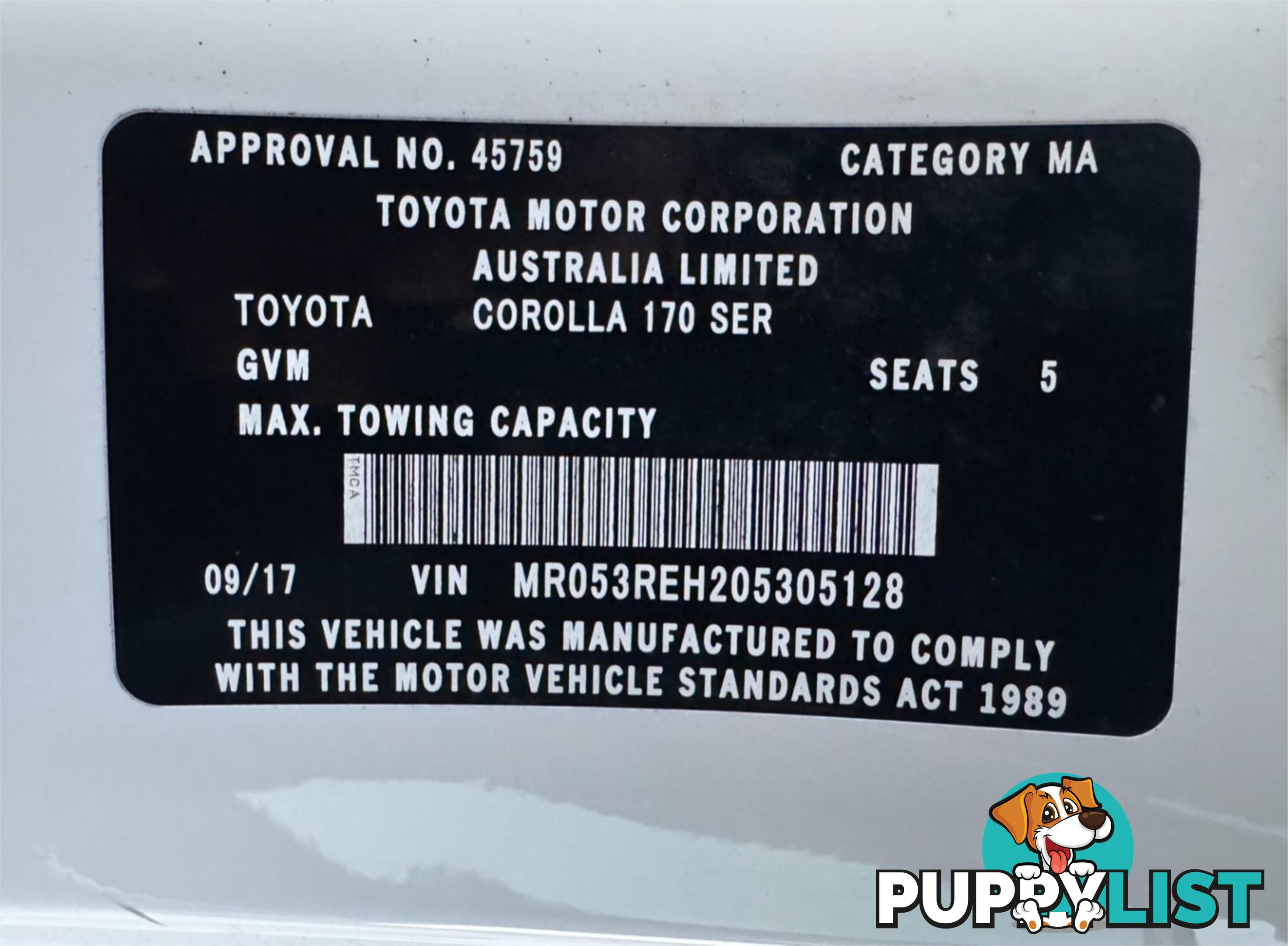 2017 TOYOTA COROLLA ASCENT ZRE172R MY17 SEDAN