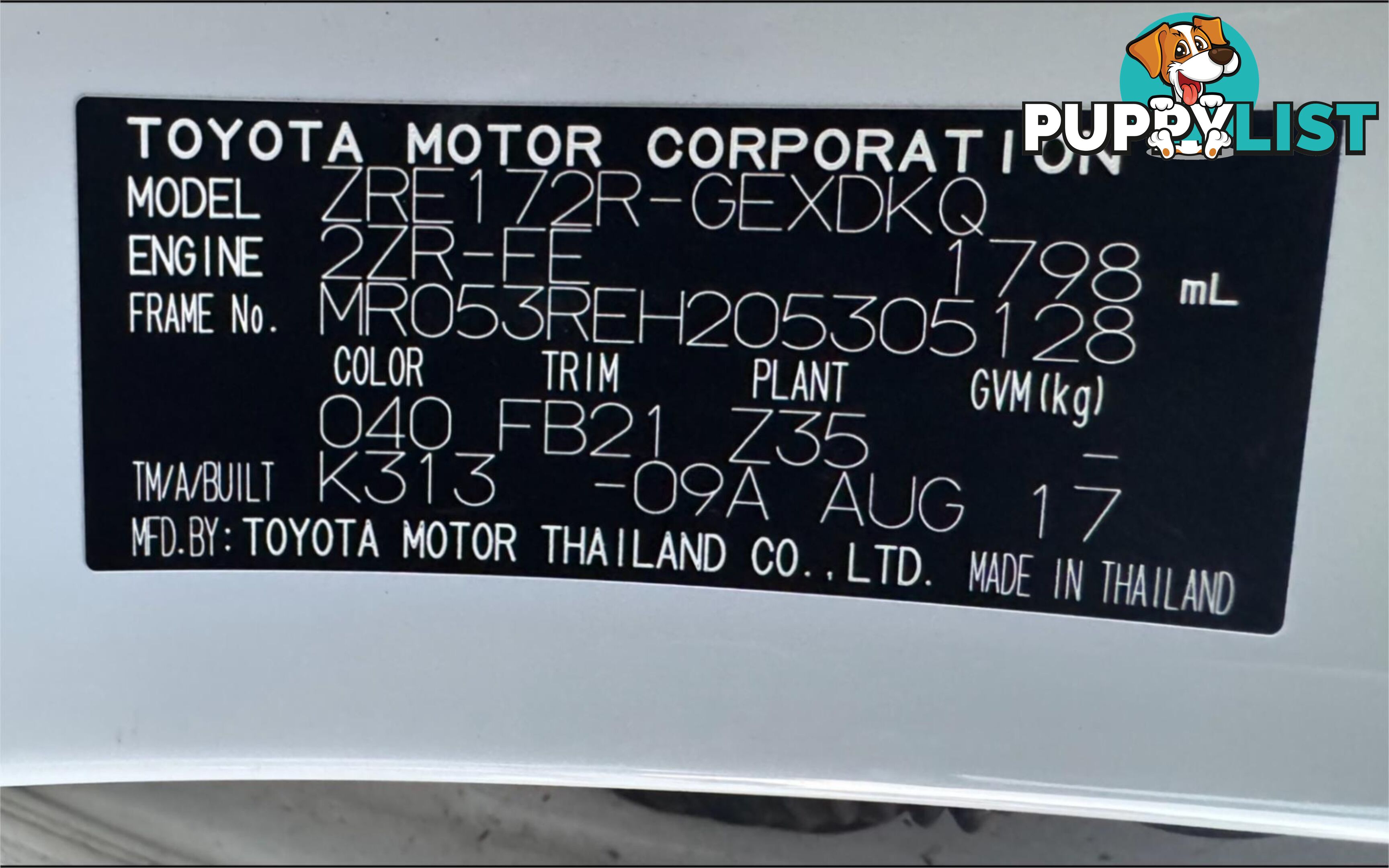 2017 TOYOTA COROLLA ASCENT ZRE172R MY17 SEDAN