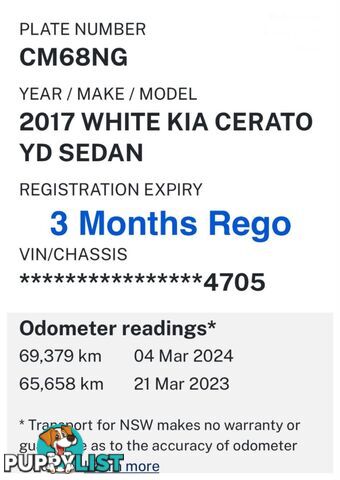 2017 KIA CERATO S YD MY18 HATCHBACK