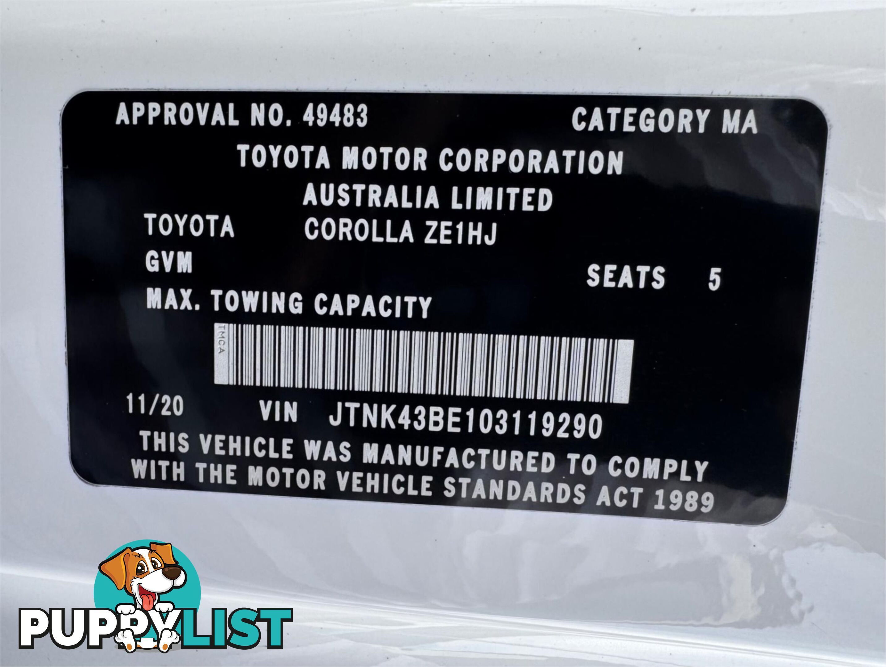 2020 TOYOTA COROLLA ASCENT SPORT MZEA12R HATCHBACK