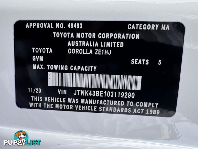 2020 TOYOTA COROLLA ASCENT SPORT MZEA12R HATCHBACK