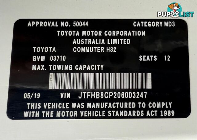 2019 TOYOTA HIACE SLWB GDH320R COMMERCIAL