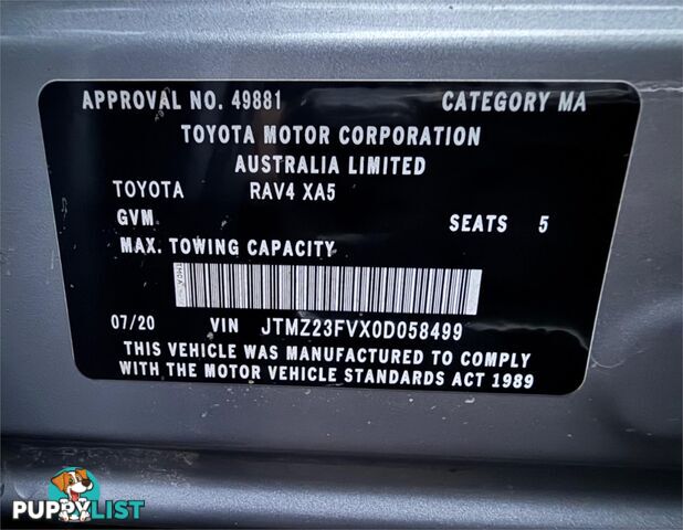 2020 TOYOTA RAV4 GX 2WD HYBRID (NAV) AXAH52R SUV