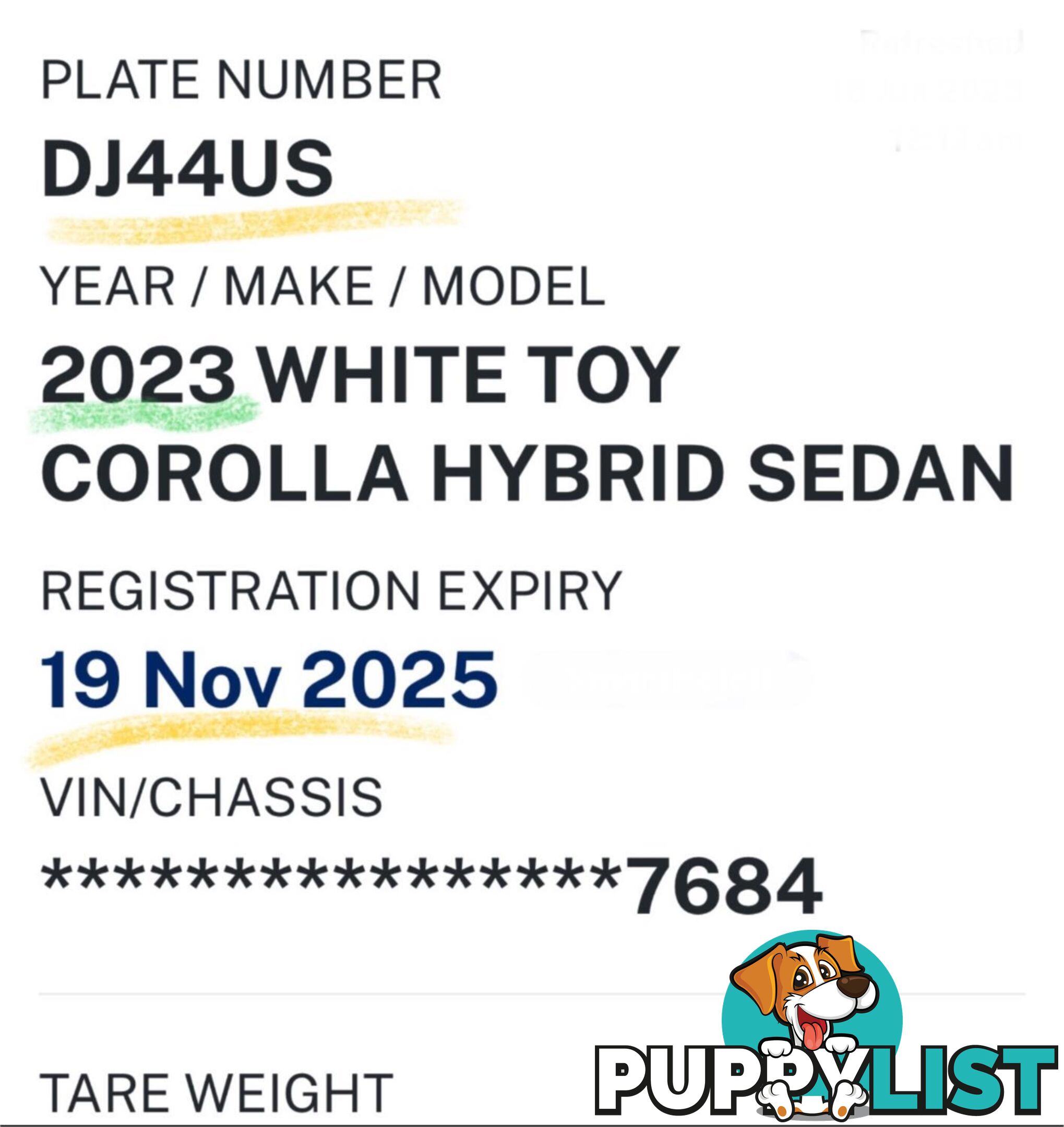 2023 TOYOTA COROLLA ASCENT SPORT HYBRID ZWE219R HATCHBACK