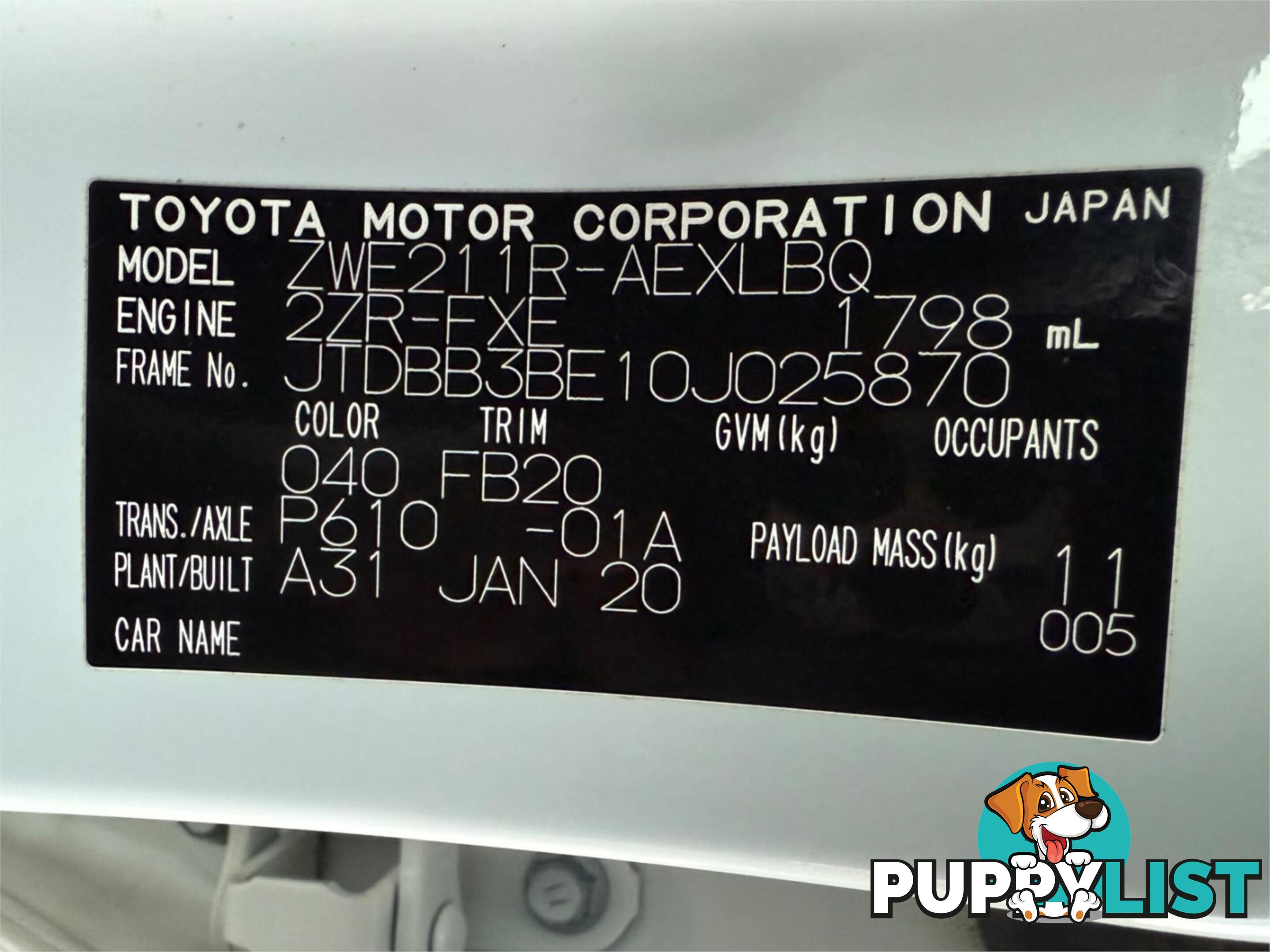 2020 TOYOTA COROLLA ASCENT SPORT (HYBRID) ZWE211R SEDAN