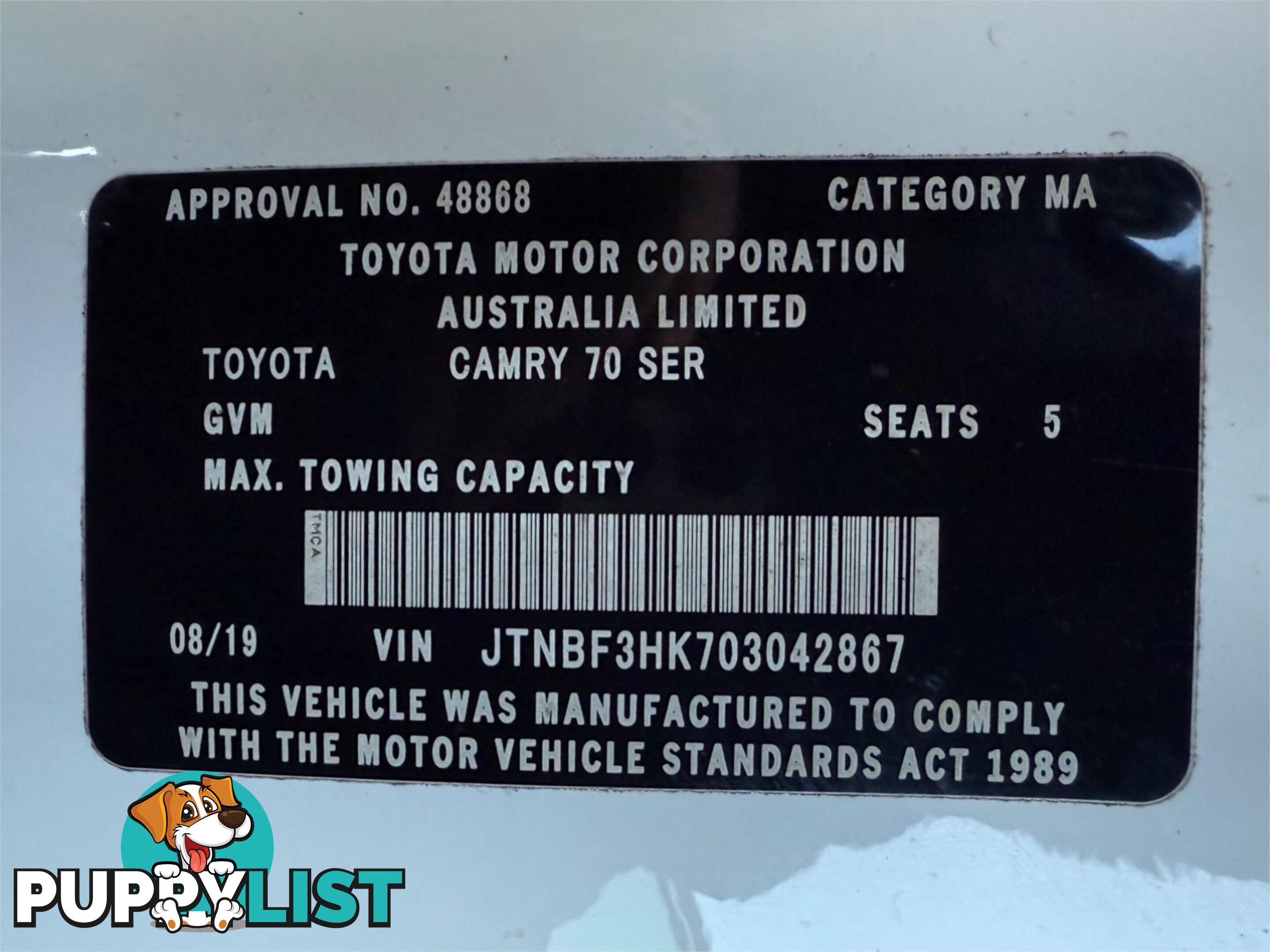 2019 TOYOTA CAMRY ASCENT ASV70R MY19 SEDAN