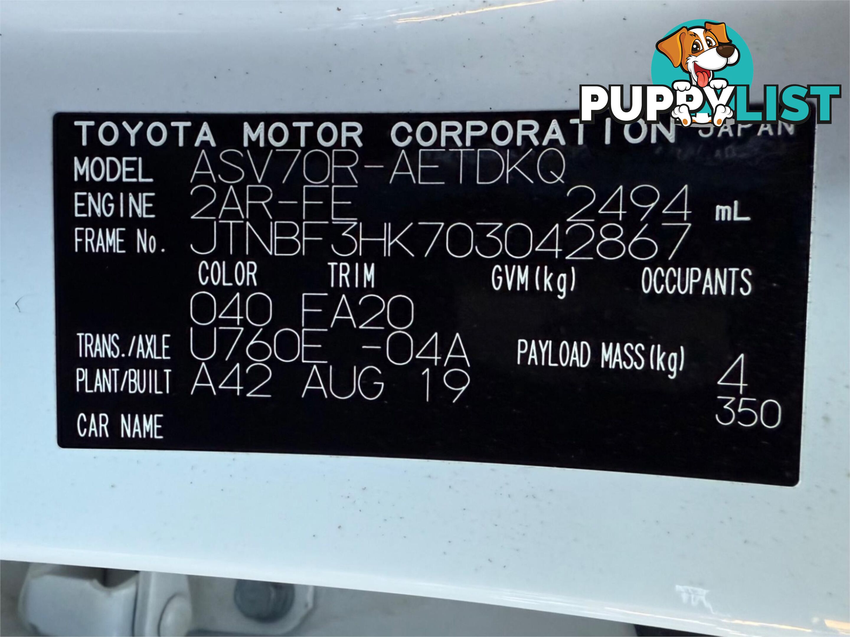 2019 TOYOTA CAMRY ASCENT ASV70R MY19 SEDAN
