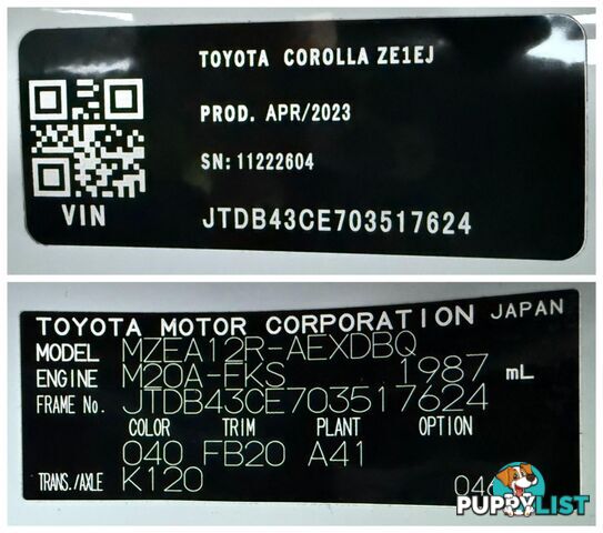 2023 TOYOTA COROLLA ASCENT SPORT MZEA12R SEDAN