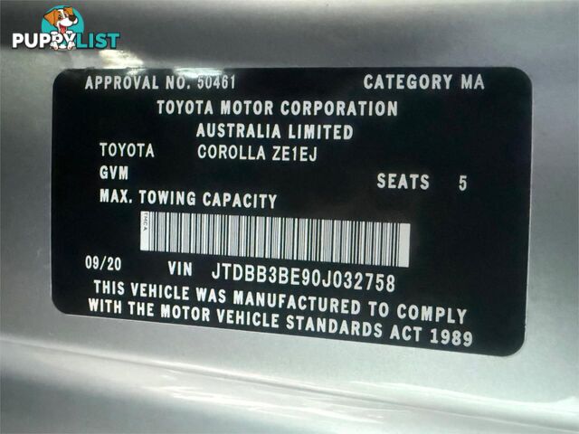 2020 TOYOTA COROLLA ASCENT SPORT (HYBRID) ZWE211R SEDAN