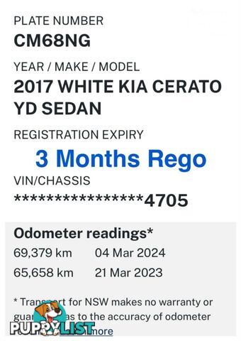 2017 KIA CERATO S YD MY18 HATCHBACK