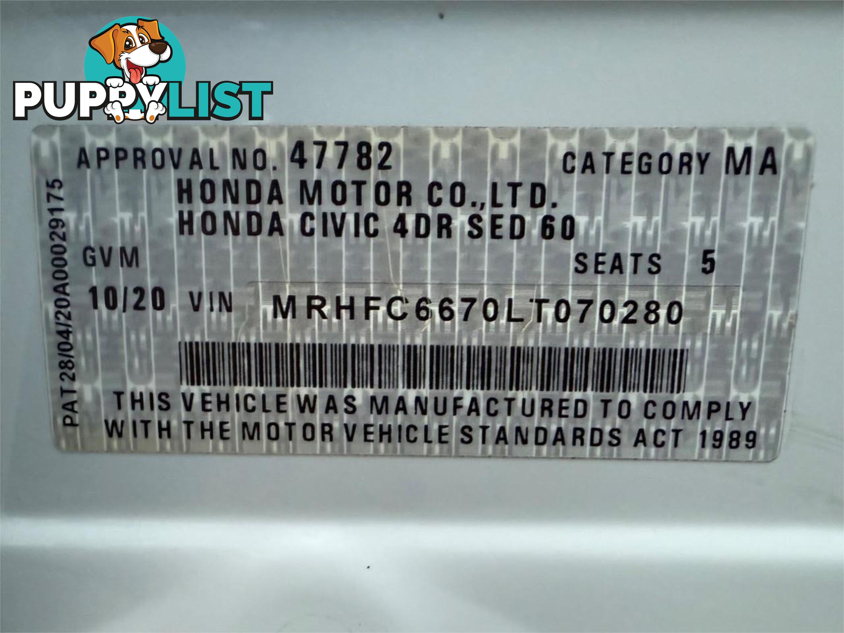 2020 HONDA CIVIC VTI-S MY20 SEDAN