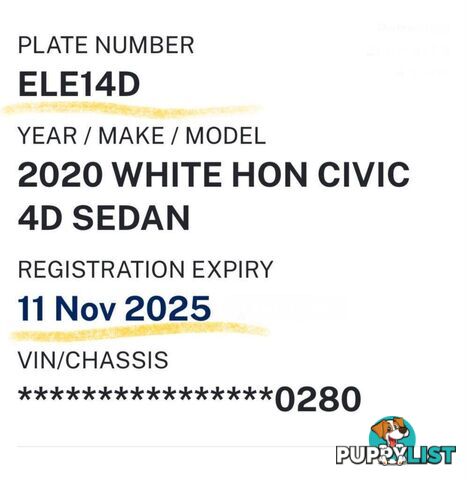 2020 HONDA CIVIC VTI-S MY20 SEDAN