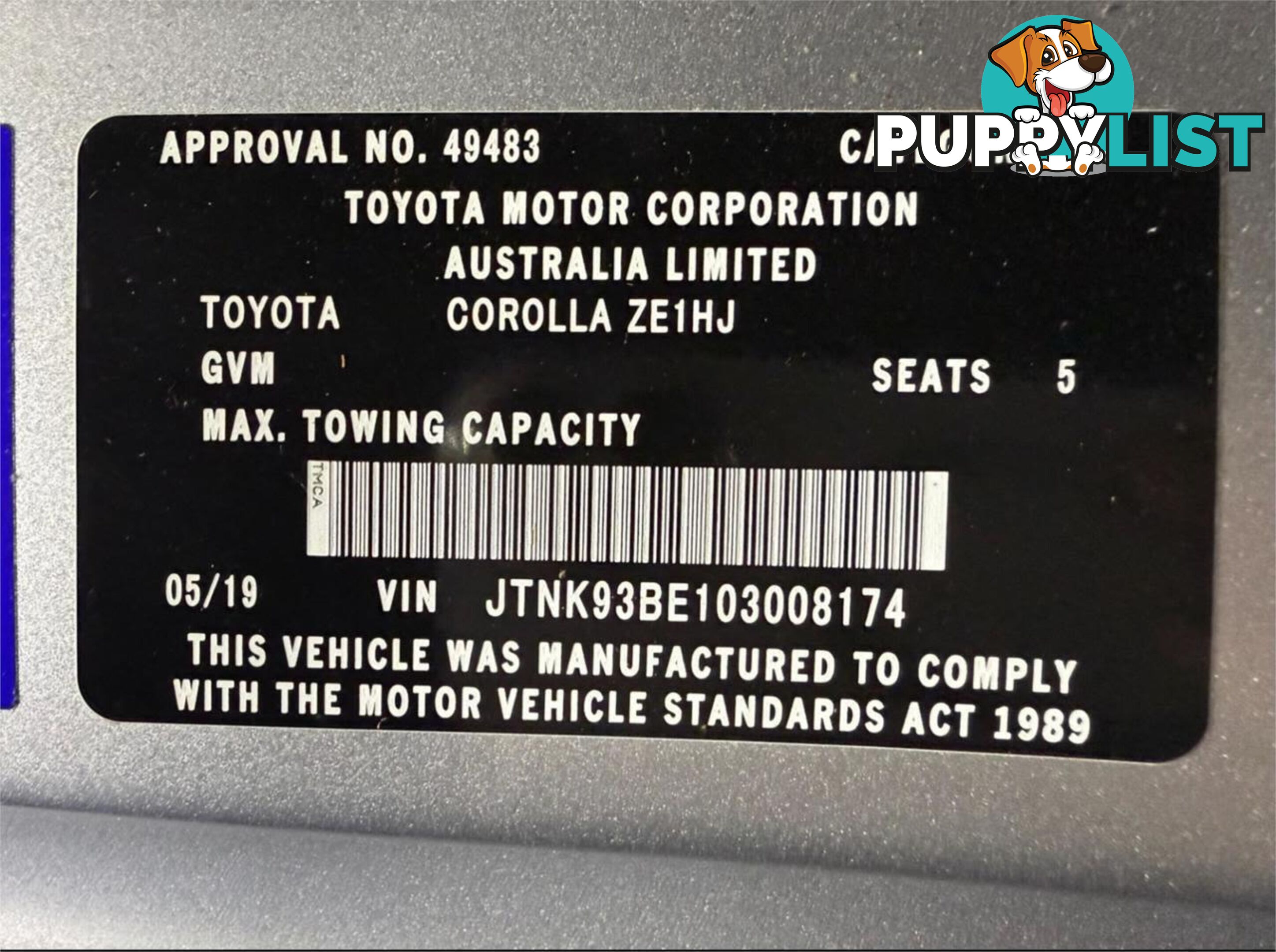2019 TOYOTA COROLLA ASCENT SPORT (HYBRID) ZWE211R HATCHBACK