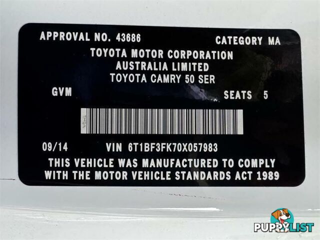 2014 TOYOTA CAMRY ALTISE ASV50R SEDAN