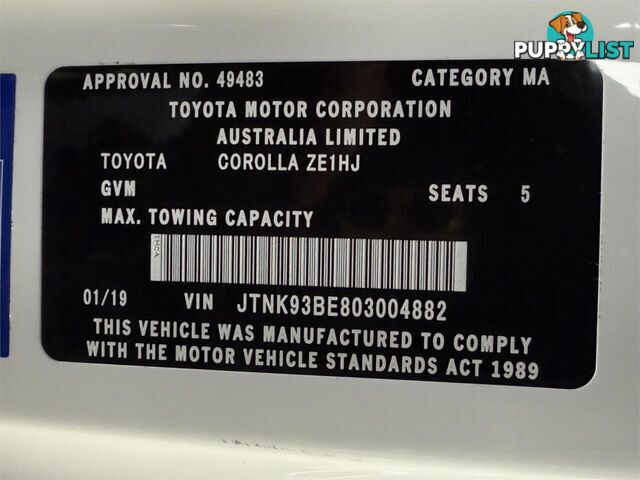 2019 TOYOTA COROLLA ASCENT SPORT (HYBRID) ZWE211R HATCHBACK