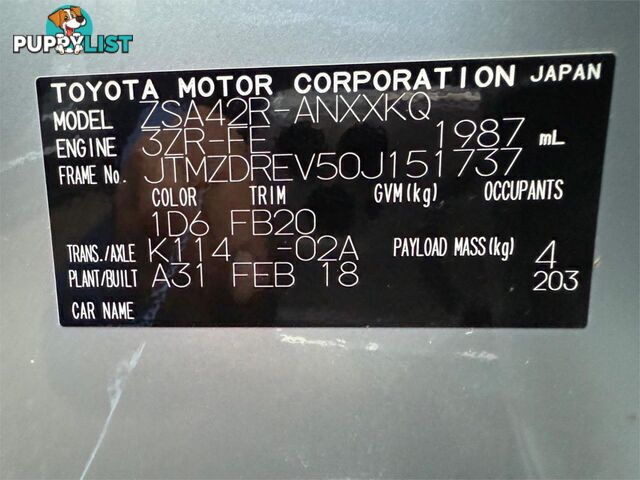 2018 TOYOTA RAV4 GX (2WD) ZSA42R MY18 SUV
