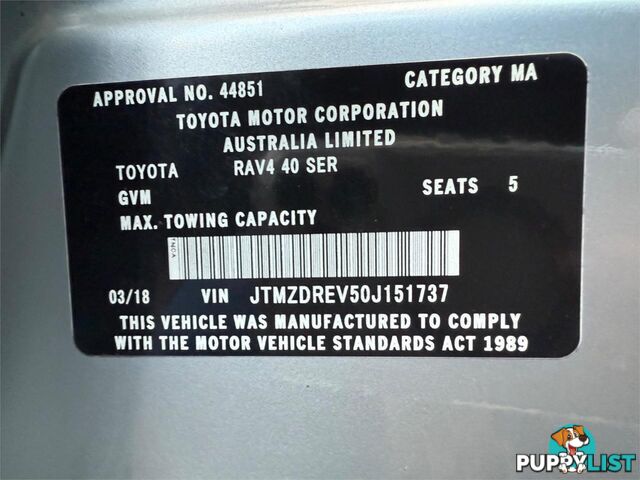 2018 TOYOTA RAV4 GX (2WD) ZSA42R MY18 SUV