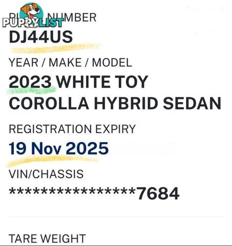 2023 TOYOTA COROLLA ASCENT SPORT HYBRID ZWE219R HATCHBACK