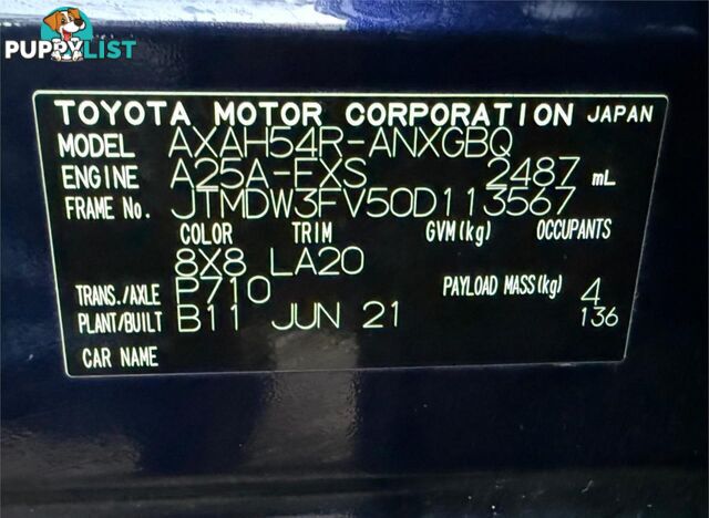 2021 TOYOTA RAV4 CRUISER (AWD) HYBRID AXAH54R SUV