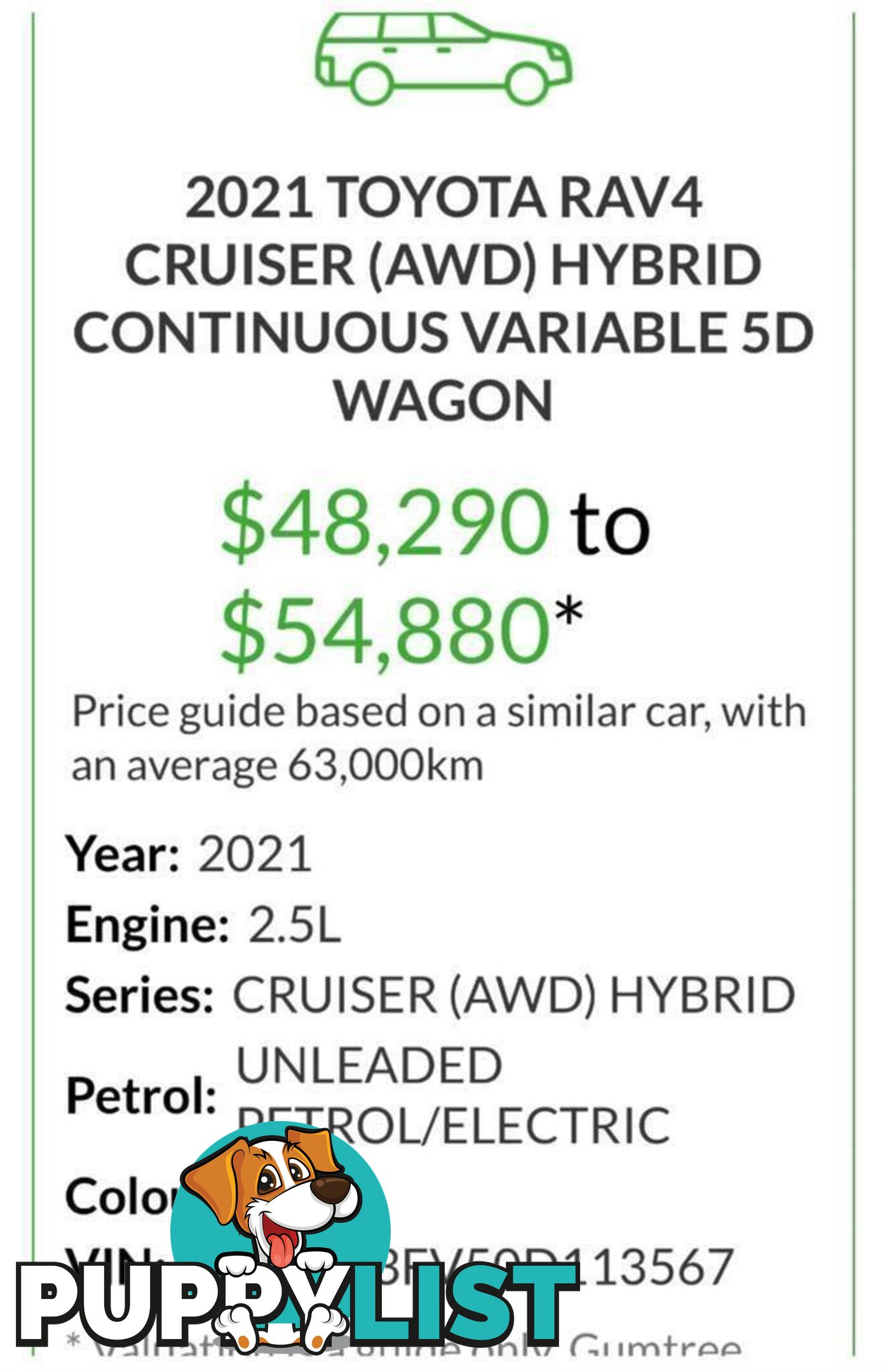 2021 TOYOTA RAV4 CRUISER (AWD) HYBRID AXAH54R SUV