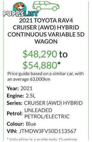 2021 TOYOTA RAV4 CRUISER (AWD) HYBRID AXAH54R SUV
