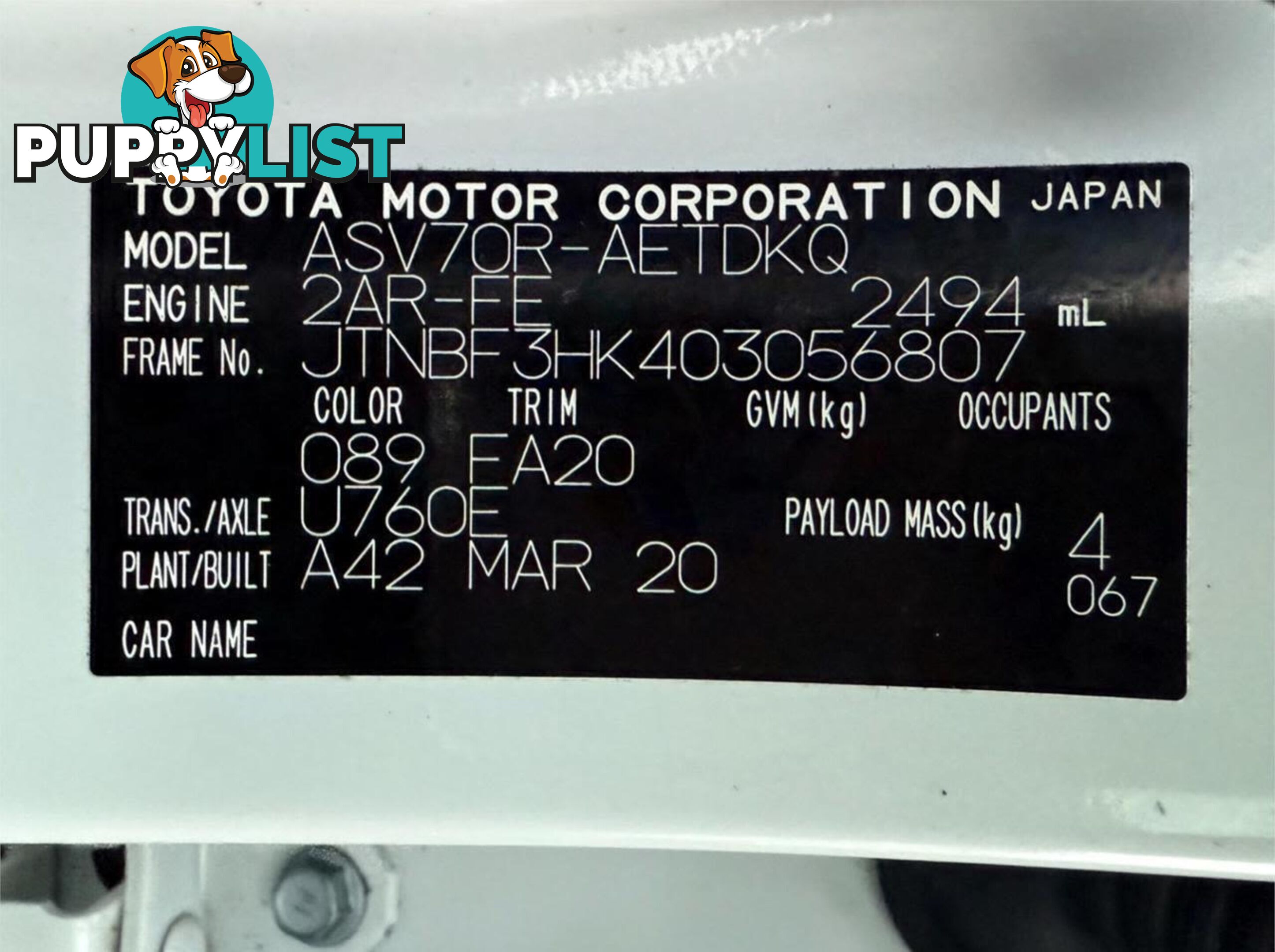2020 TOYOTA CAMRY ASCENT ASV70R SEDAN