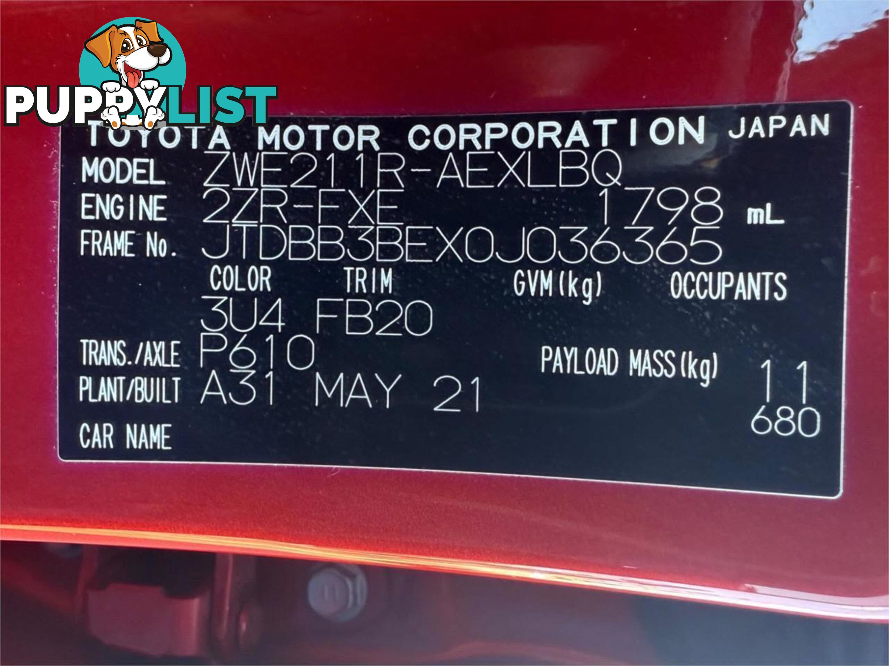 2021 TOYOTA COROLLA ASCENT SPORT (HYBRID) ZWE211R SEDAN